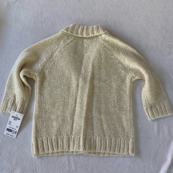 OSH KOSH-NWT-GIRLS-3T cream shawl collar cardigan sweater gold thread - Picture 3 of 5